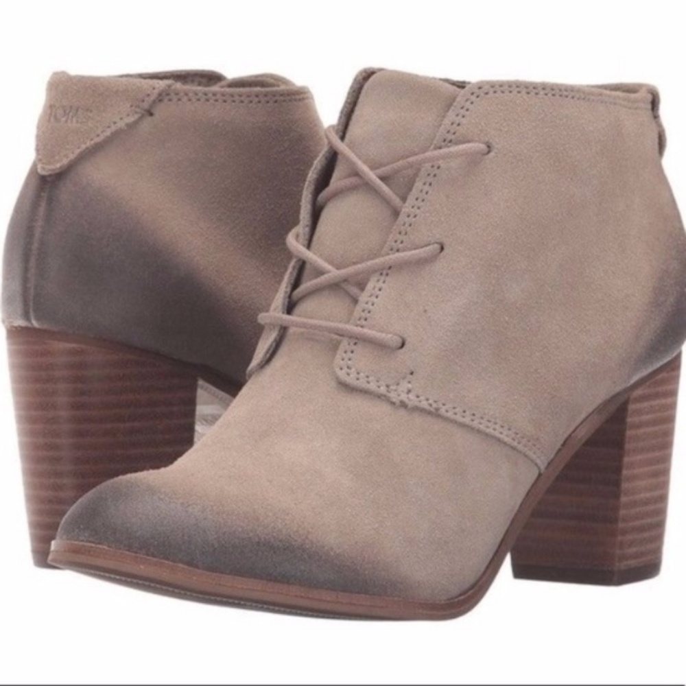 TOMS Taupe Lunata Lace Up Booties 7.5